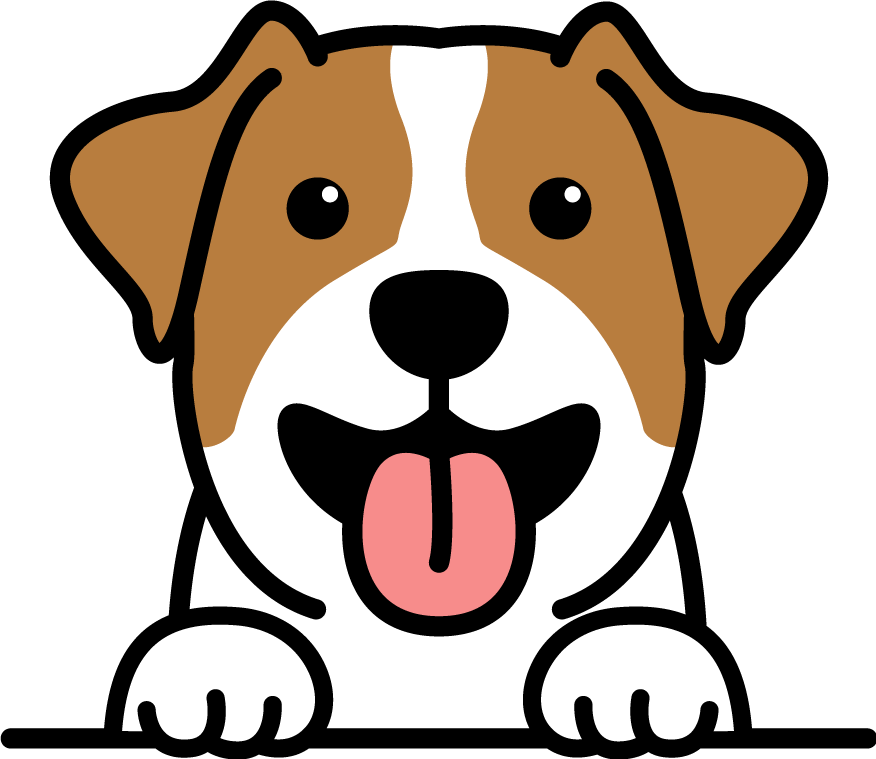 Puppy peeking up with tongue out