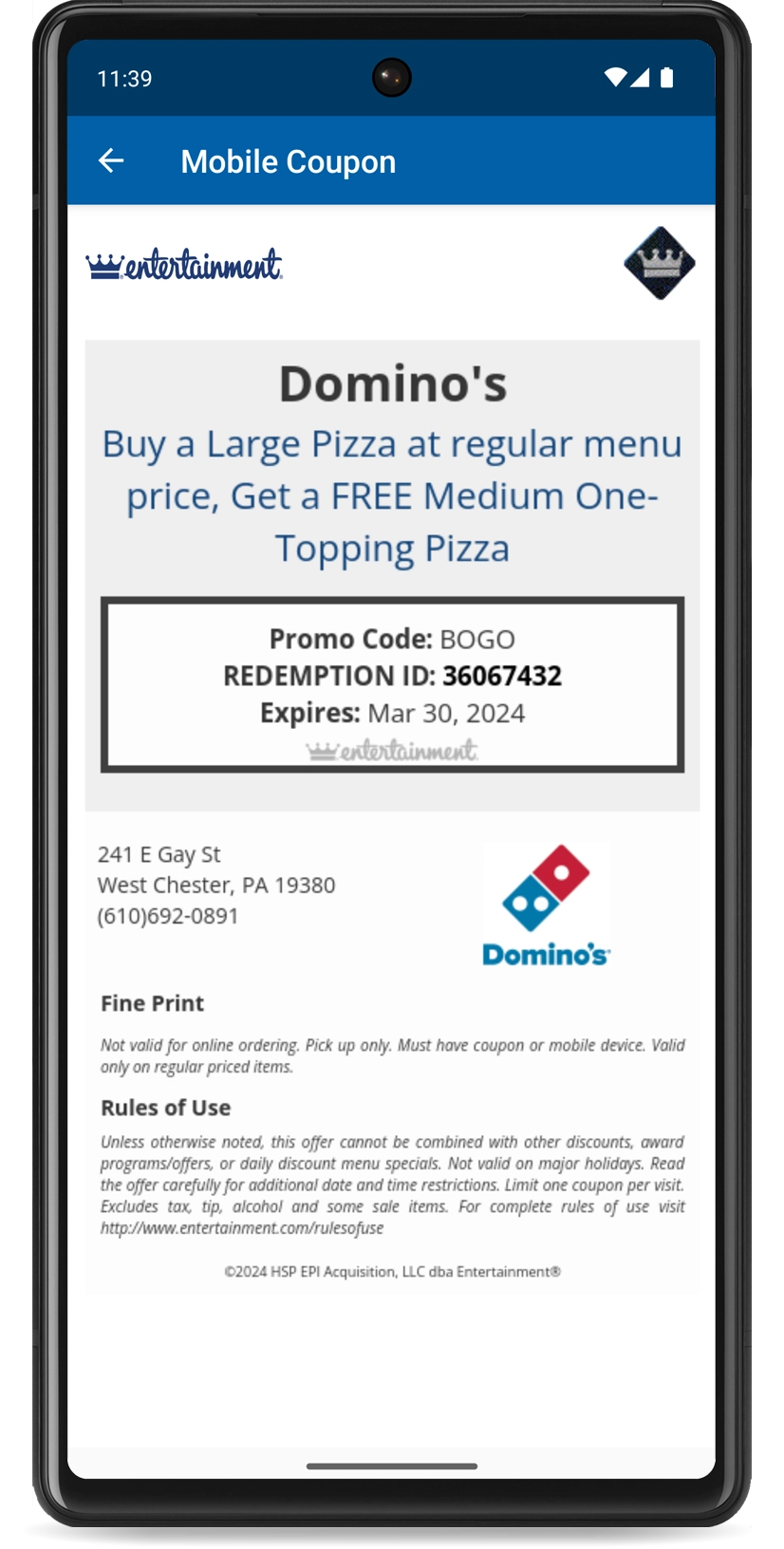 Mobile coupon on Android app