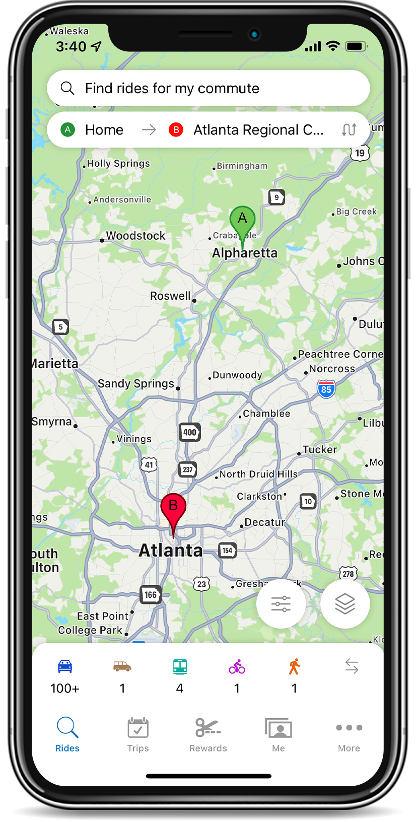 Ride matching on iPhone app